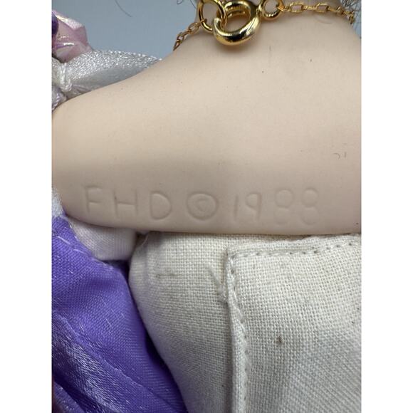 1988 Franklin Heirloom Gemstone Girl Amethyst Porcelain Doll 13” Vintage - Picture 9 of 14